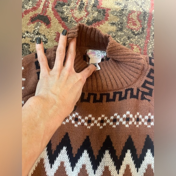 Free People Yellowstone fair isle sweater boutique southwest cozy thick oversize - Picture 6 of 8